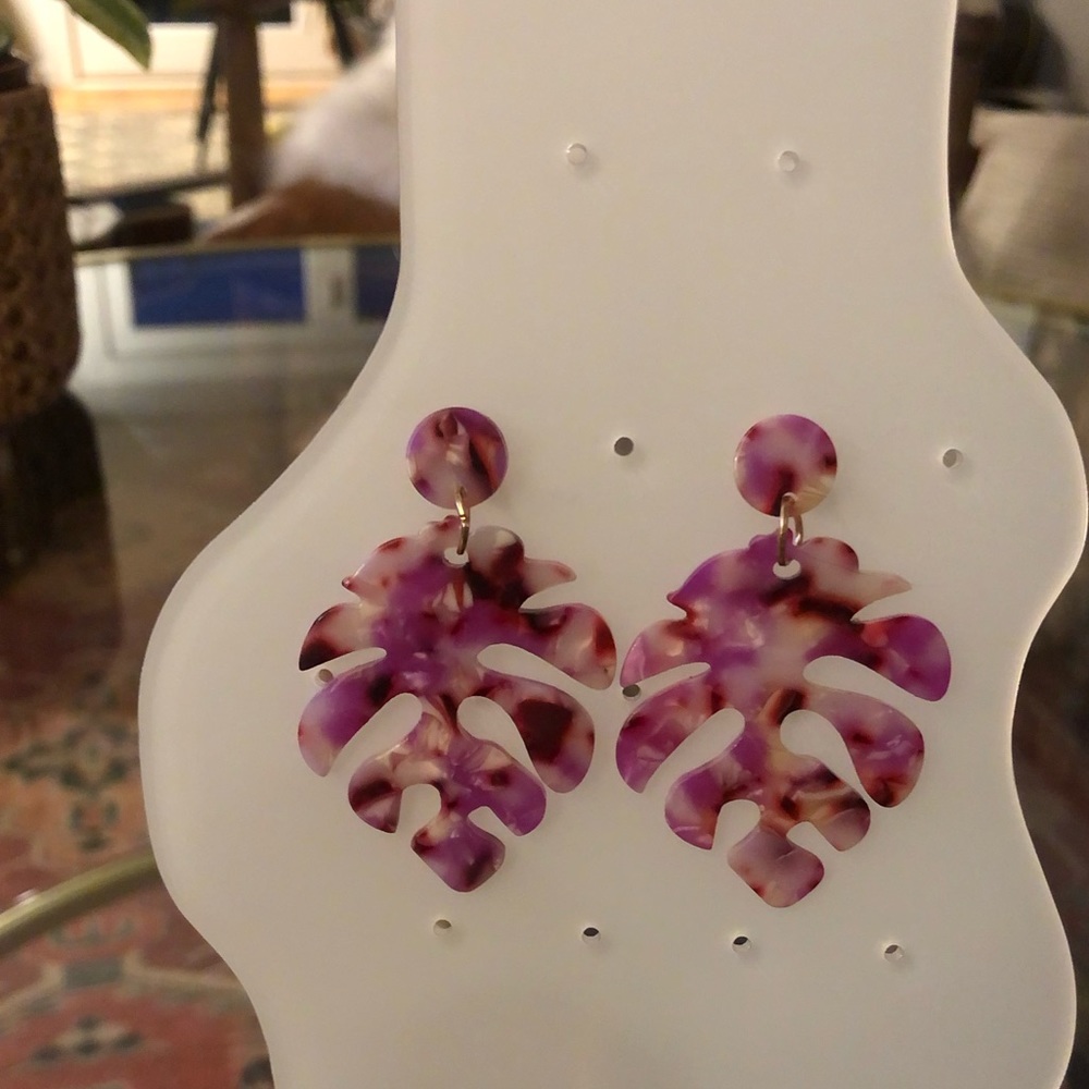 Acrylic Leaf Detail Earrings